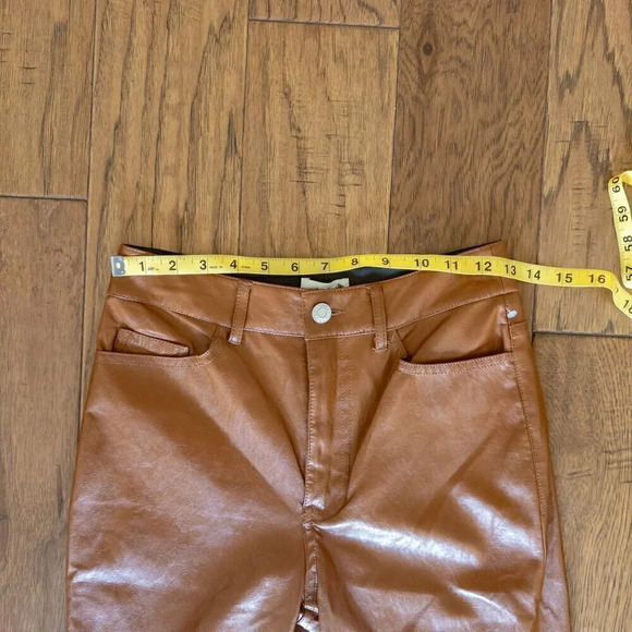 NWT A.L.C. Freddie $395 Vegan Leather Straight Leg Pant in Cognac, Size 00 - Picture 8 of 9